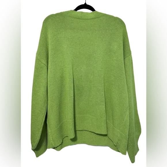 Shein Curve 3X Lime Green Daisy Embroidered V-Neck Sweater NWOT - Picture 7 of 11